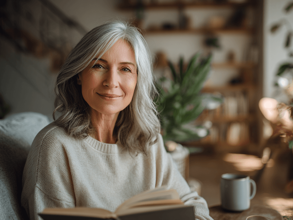 Woman reading clearly and enjoying mental clarity